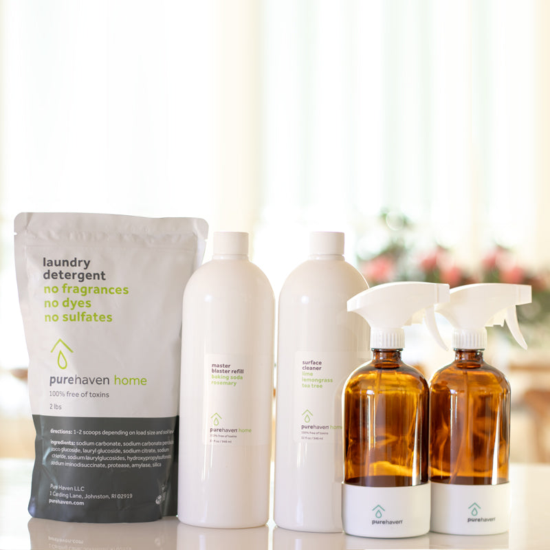3-pc everyday home set with 2 refillable amber glass bottles - Save over $13!
