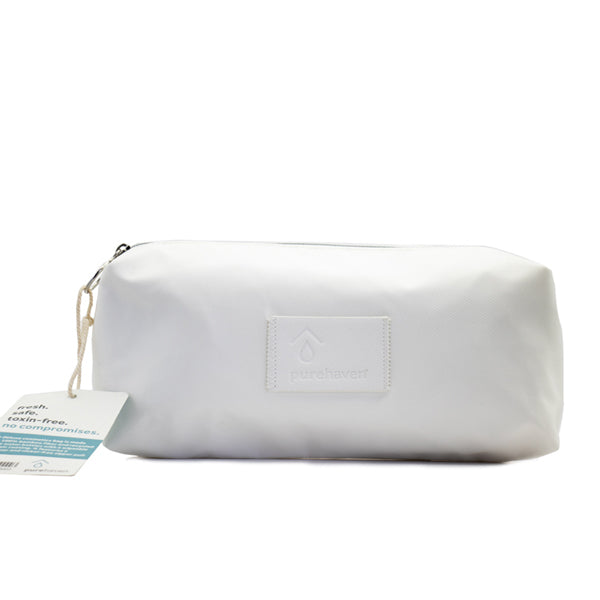 white cosmetics bag