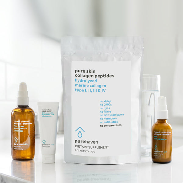 3-piece cleanser and moisturizer set + pure skin collagen peptides