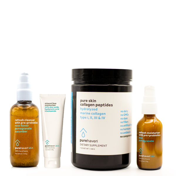 3-piece cleanser and moisturizer set + pure skin collagen peptides
