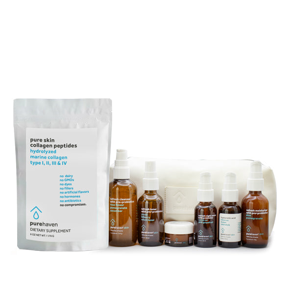 6-piece non-tox skin care set and pure skin collagen peptides
