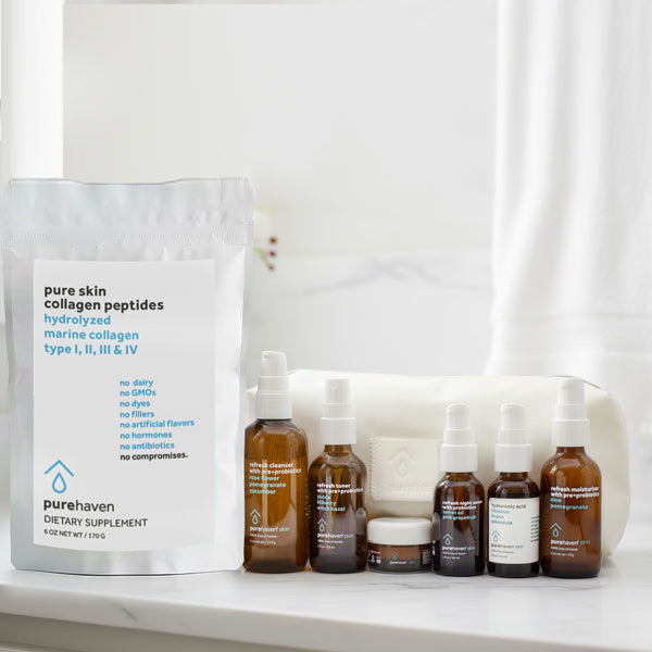 6-piece non-tox skin care set and pure skin collagen peptides